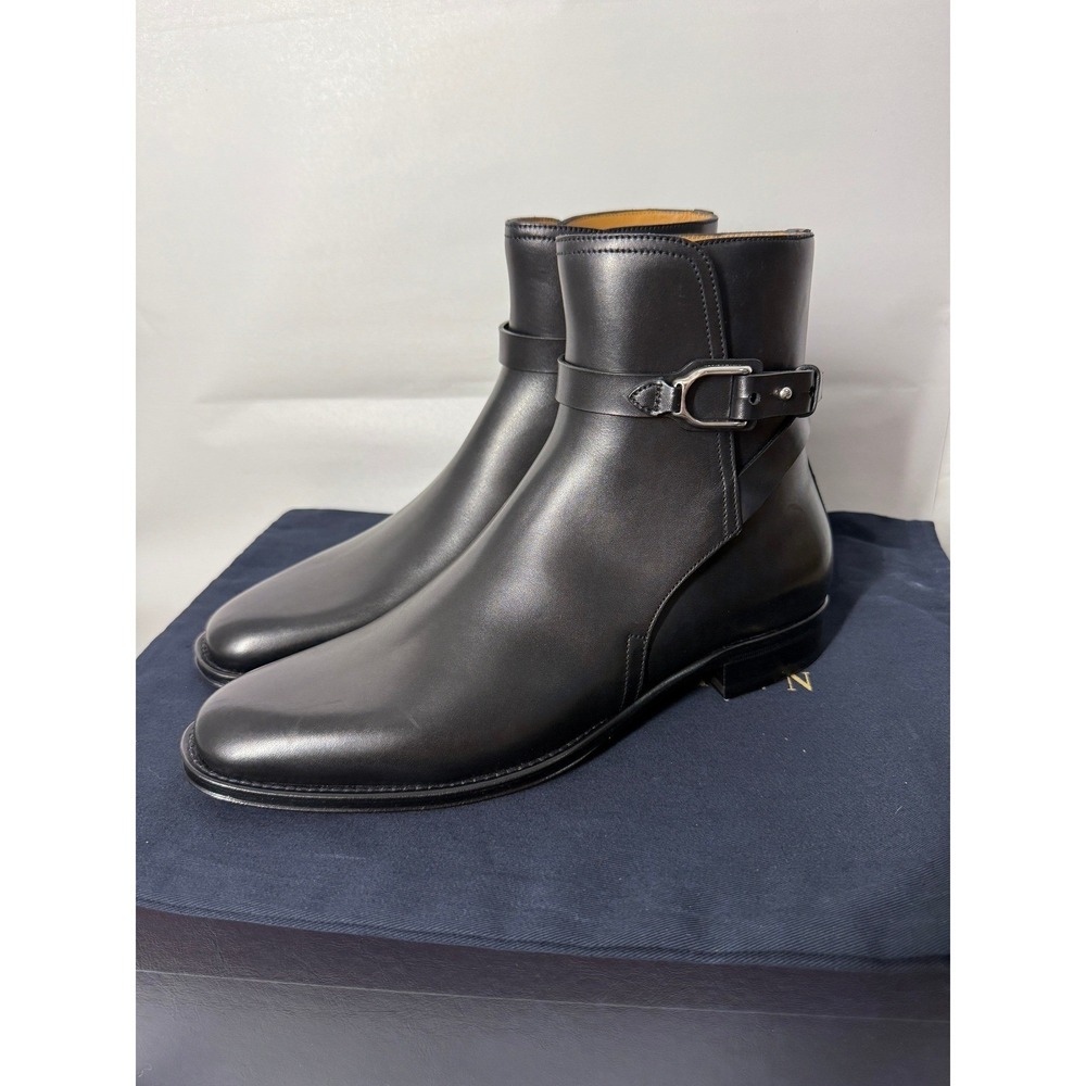 Ralph Lauren Purple Label Halton Black Burnished Calf Leather Ankle Boot EU 39.5